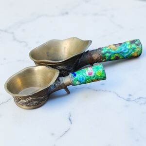 Antique Heavy Guilloche Enameled Chinese Silk Irons